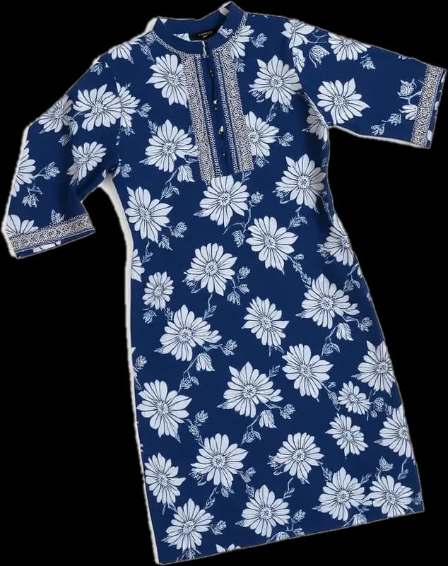 Indigo block-print kurta